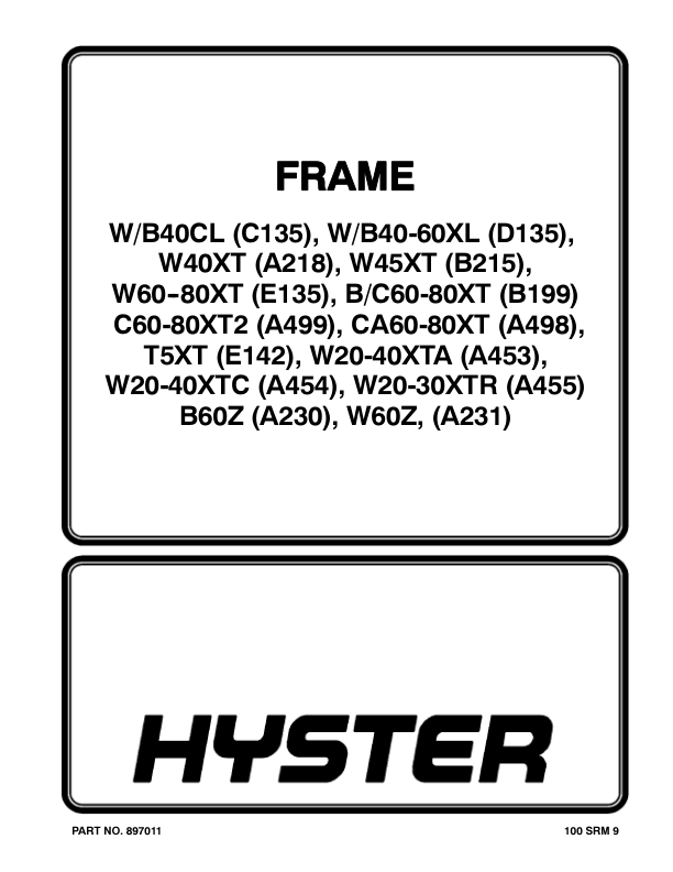 Hyster W20XTC, W30XTC, W40XTC Pallet Truck A454 Series Repair Manual Workshop Guide