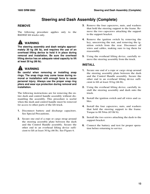 Hyster W20ZR, W30ZR, W40Z Pallet Stackers C455 Series Repair Manual Workshop Guide