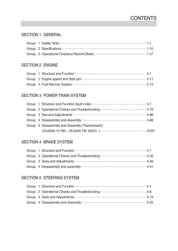 Hyundai HL940A, HL940ATM Wheel Loaders Service Repair Manual Workshop Guide