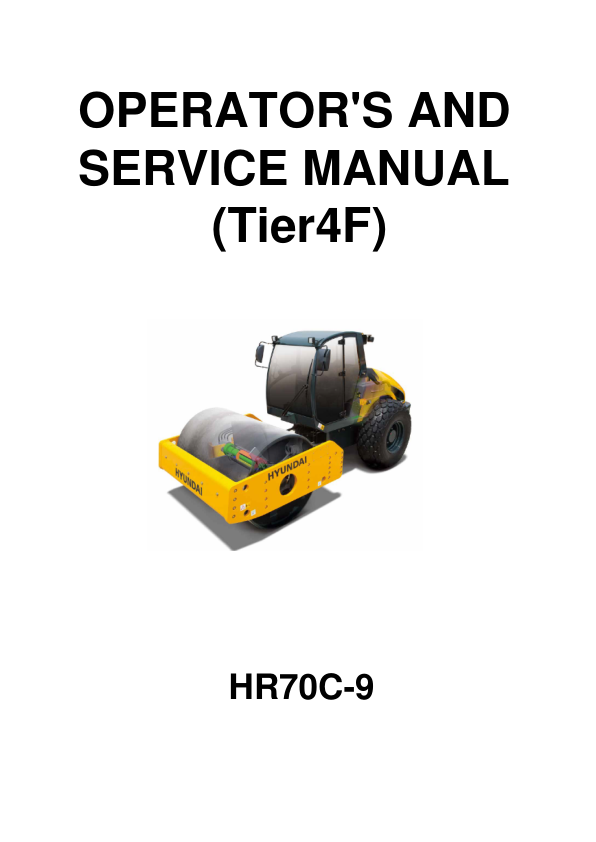 Hyundai HR70C-9 (Tier 4F) Road Rollers Service Repair Manual Workshop Guide
