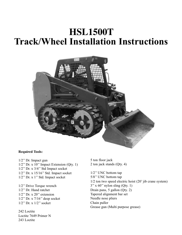 Hyundai HSL1500T SkidSteer Loaders Service Repair Manual Workshop Guide