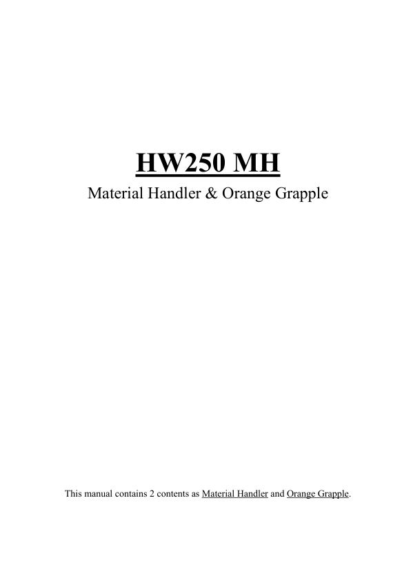 Hyundai HW250MH Wheel Excavator Service Repair Manual Workshop Guide