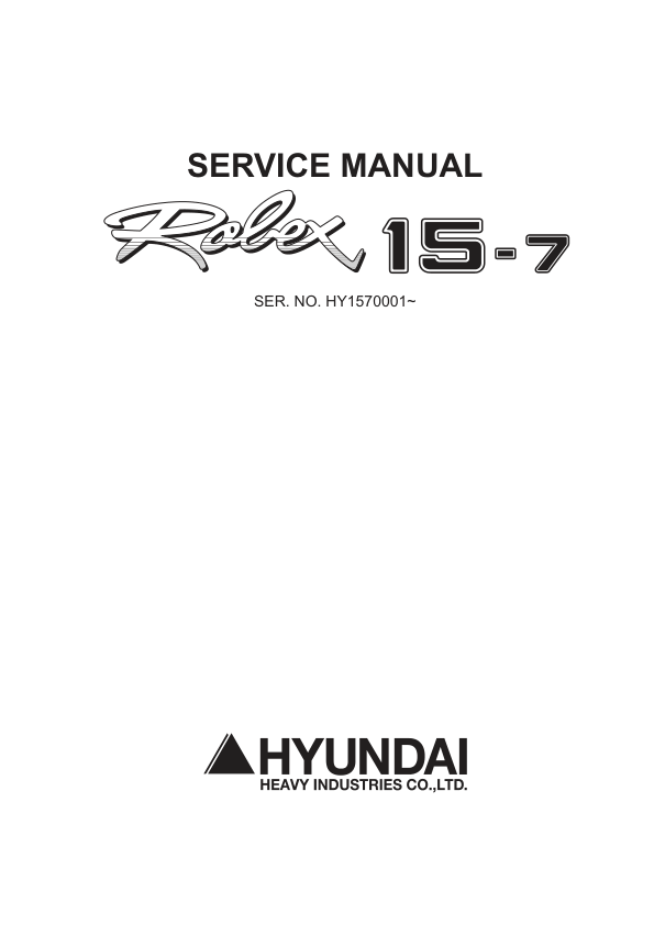Hyundai R15-7 Mini Excavator Service Repair Manual Workshop Guide