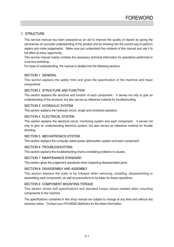 Hyundai R160LC-9S Crawler Excavator Service Repair Manual  (Built in Brazil) Workshop Guide