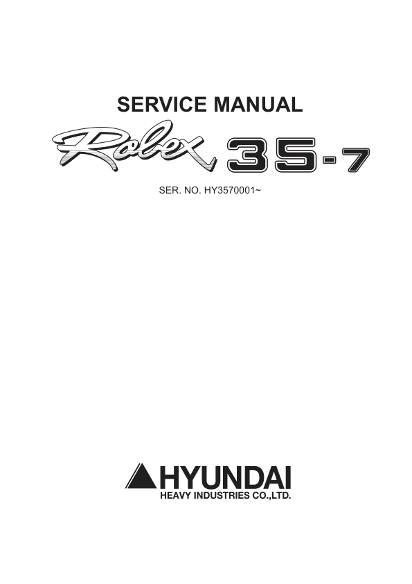 Hyundai R35-7 Mini Excavator Service Repair Manual Workshop Guide