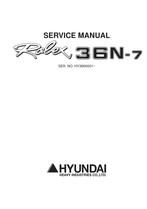 Hyundai R36N-7 Mini Excavator Service Repair Manual Workshop Guide