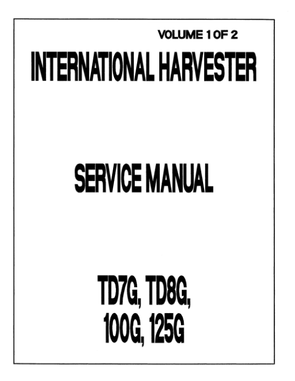 Komatsu Dresser TD7G, TD8G, 100G, 125G Dozer Service Repair Manual Workshop Guide