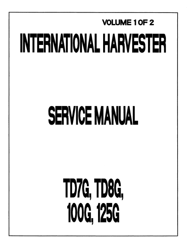 Komatsu Dresser TD7G, TD8G, 100G, 125G Dozer Service Repair Manual Workshop Guide