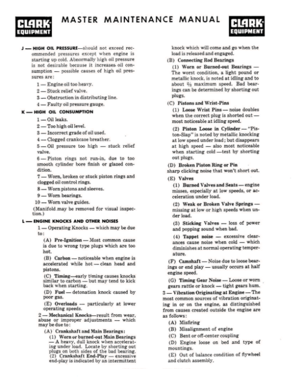 Clark IT30, IT40B Forklift Overhaul Manual Workshop Guide