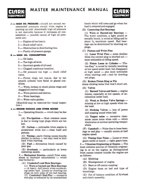 Clark IT30, IT40B Forklift Overhaul Manual Workshop Guide