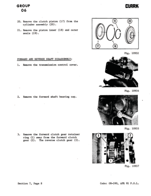 Clark IT50, IT60, IT70, IT80D Forklift Overhaul Manual Workshop Guide