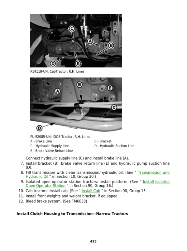 John Deere 5425, 5425 Narrow, 5425 Orchard, 5425 HC, 5625, 5625 HC Tractors Repair Manual Workshop Guide