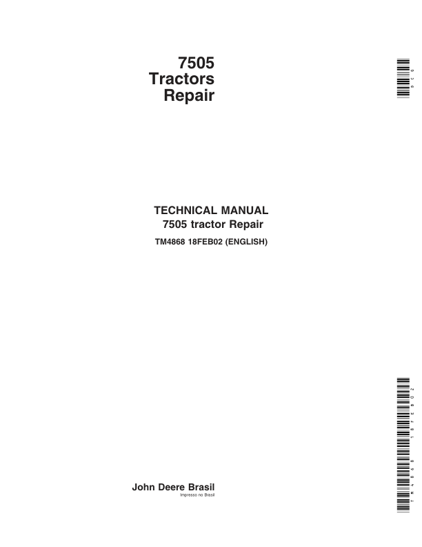 John Deere 7505 Tractors Service Repair Manual (Australia & South America) Workshop Guide