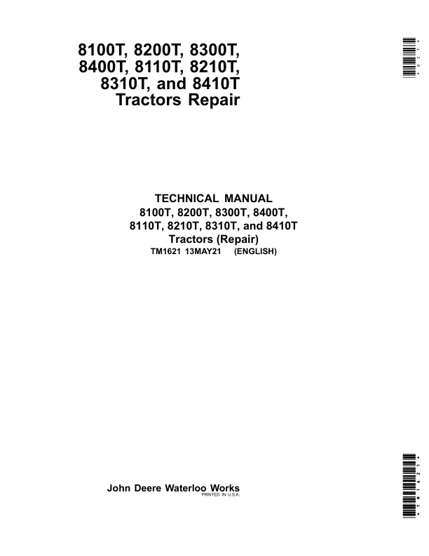 John Deere 8100T, 8200T, 8300T, 8400T Tractors Repair Manual (SN 010001-) Workshop Guide