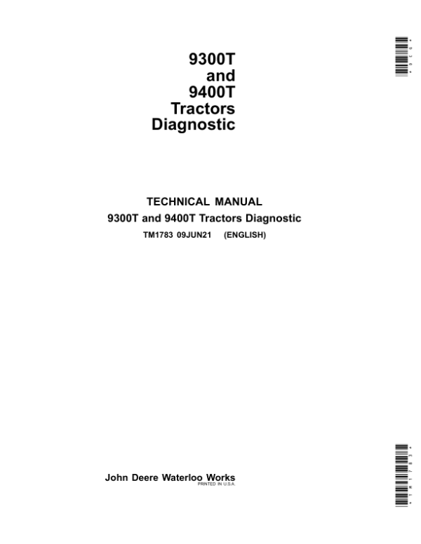 John Deere 9300T, 9400T Tractors Technical Repair Manual Workshop Guide