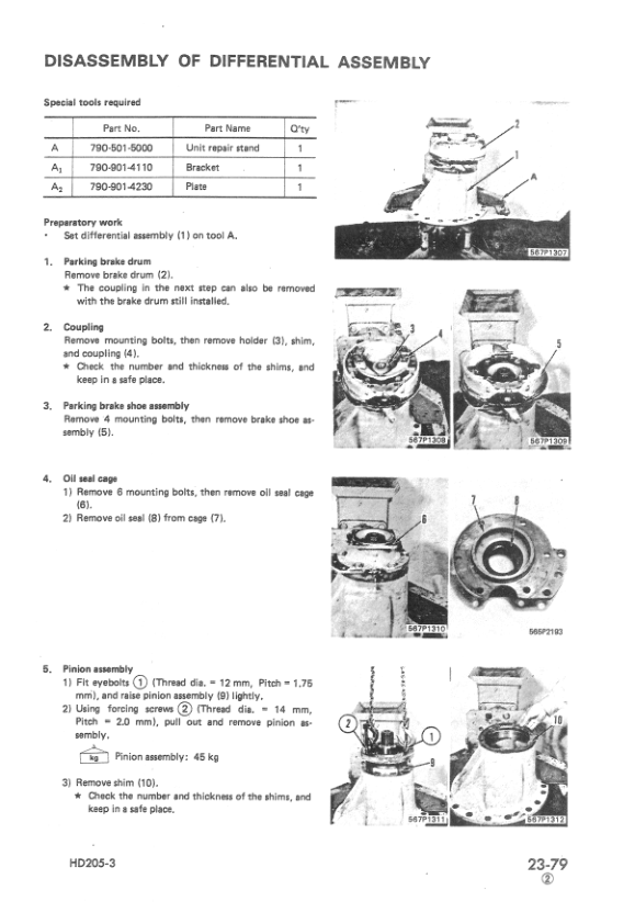 Komatsu HD205-3 Dump Truck Service Repair Manual Workshop Guide