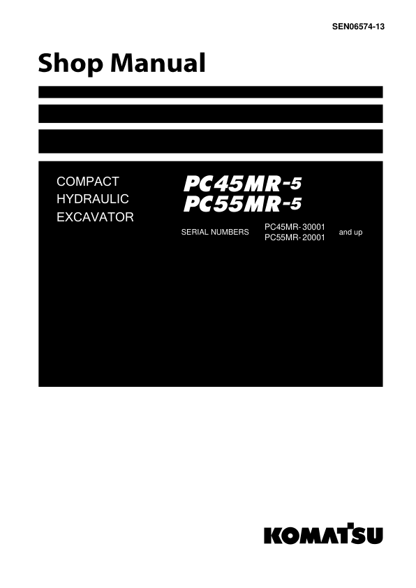 Komatsu PC45MR-5, PC55MR-5 Excavator Service Repair Manual Workshop Guide
