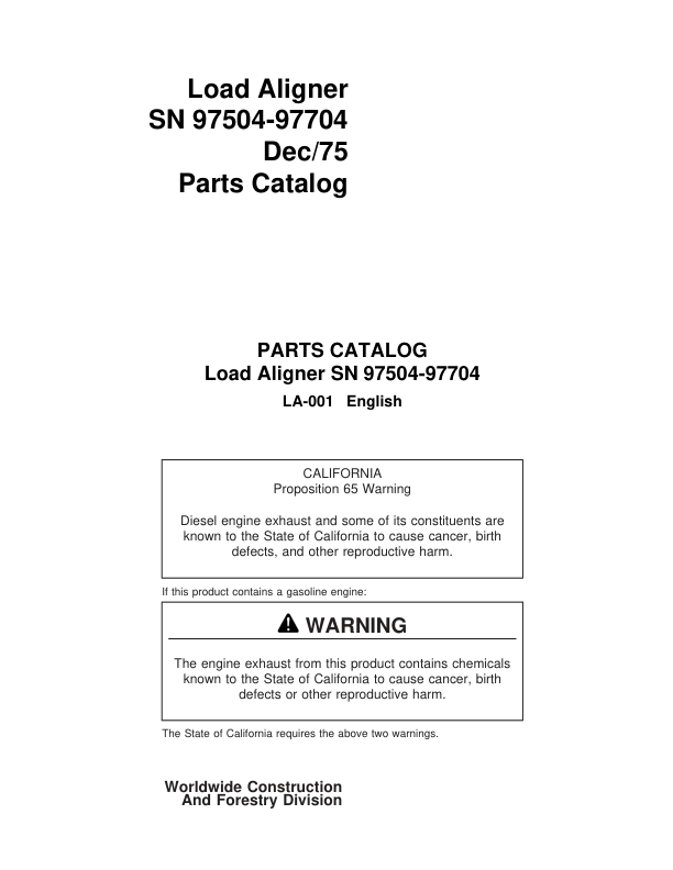 Koehring Pulpwood Load Aligners Parts Catalog Manual Workshop Guide