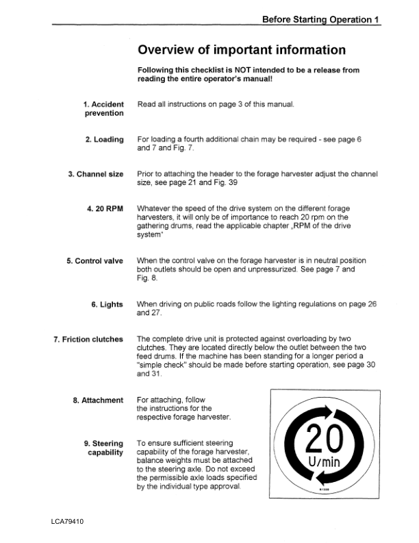 John Deere Kemper M4500 Champion Rotary Crop Header  Operator’s Manual (LCA79410) Workshop Guide