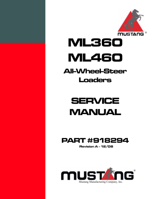 Mustang ML460 Wheel Loader Service Manual Workshop Guide