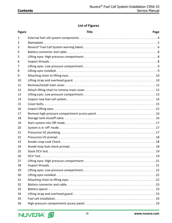 Nuvera C95A-33 Fuel Cell System A2D1 Series Repair Manual Workshop Guide