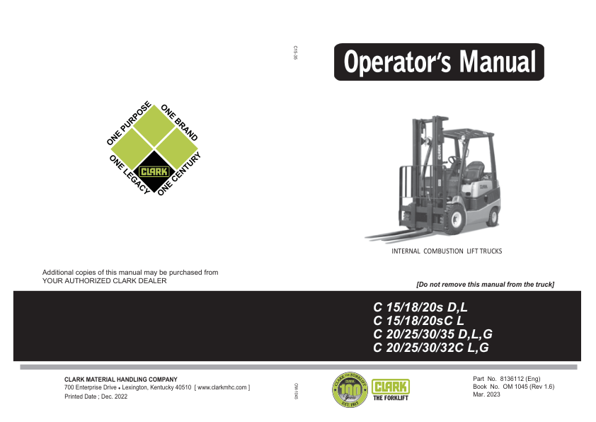 Clark C20D, C25D, C30D, C35D Forklift Service Repair Manual (4TNE98 Tier 3 Engine) Workshop Guide