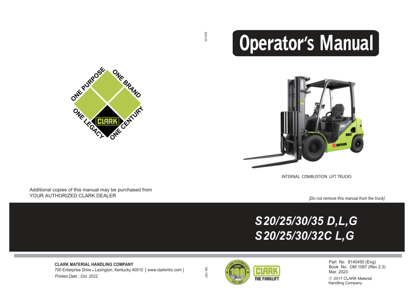 Clark S20D, S25D, S30D, S35D Forklift Service Repair Manual (ISUZU Engine) Workshop Guide