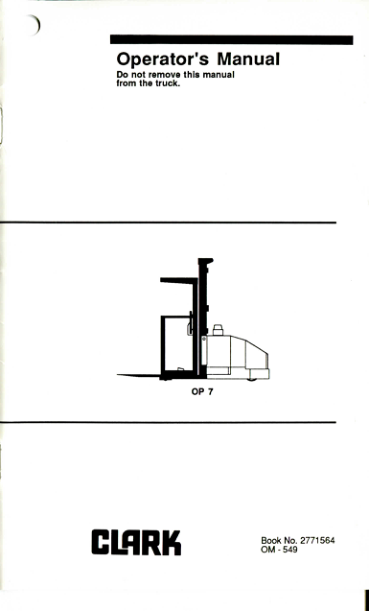 Clark OP7 Order Picker Service Repair Manual Workshop Guide