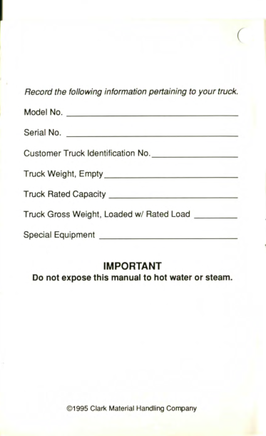 Clark EC500-60, EC500-70, EC500-80 Forklift Service Repair Manual Workshop Guide