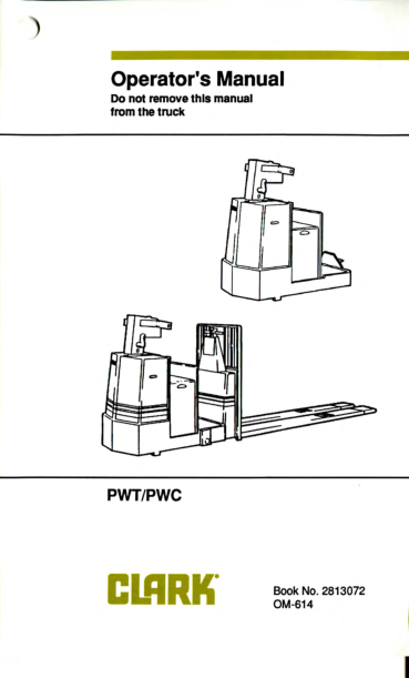 Clark PWC 30 Pallet Truck, PWT 7 Tow Tractor Service Repair Manual Workshop Guide