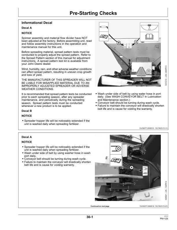 John Deere DN456 & DN485 Dry Spinner Spreaders Operator’s Manual (OM312418) Workshop Guide