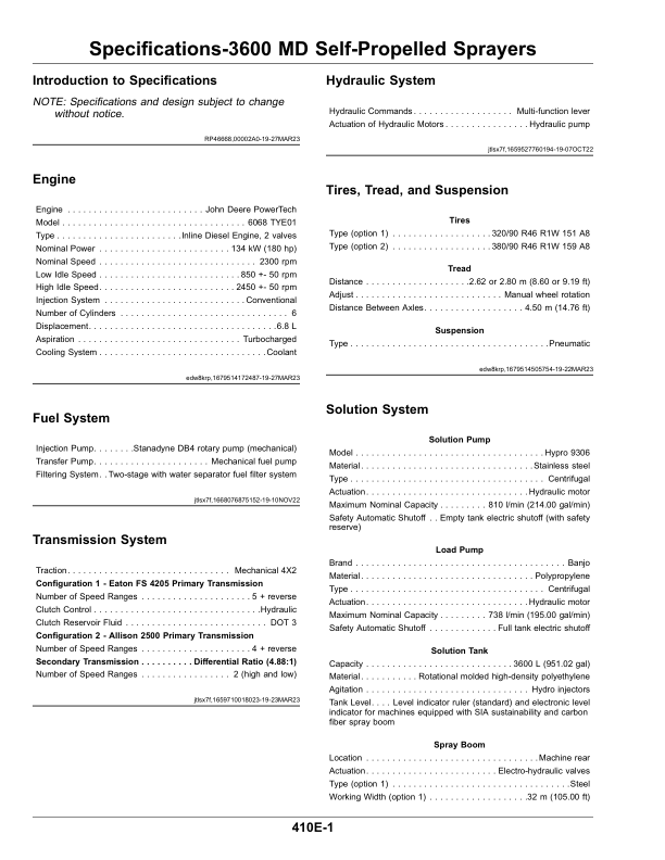 John Deere 2900, 3300, 3300 GD, 3300 MD, 3600 MD Sprayers, MAF 5000 Nutrient Applicators Operator’s Manual (OM45307) Workshop Guide