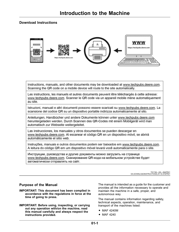 John Deere MAF 4240M, MAF 4240, MAF 5240, MAF 6240, 3WPZ-4620N, 3WPZ-5280N Self-Propelled Sprayers Operator’s Manual (OM5MZ1006TC) Workshop Guide