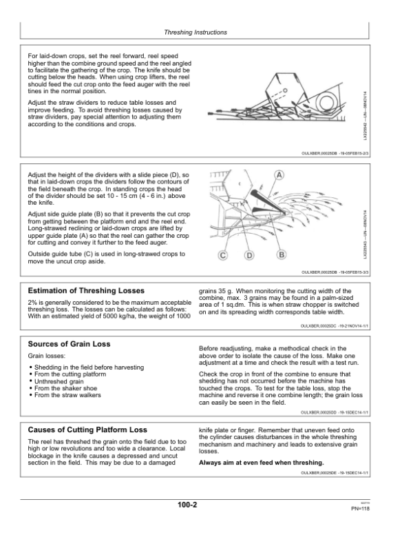 John Deere W330 Combines Operator’s Manual (OM5SR15405) Workshop Guide