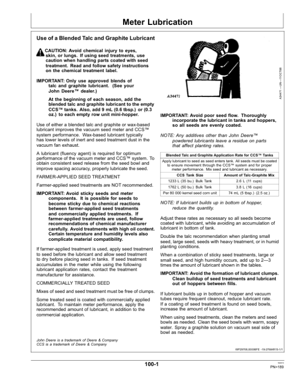 John Deere 1795 ExactEmerge Planters North America (765101- ) Operator’s Manual (OMA104107) Workshop Guide