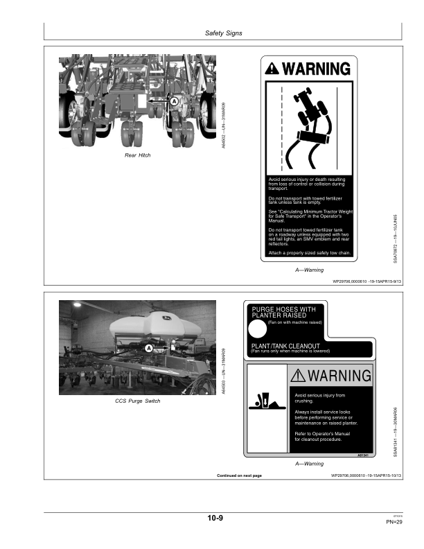 John Deere 1795 Front-Fold Planters North America (765101-) Operator’s Manual (OMA104111) Workshop Guide