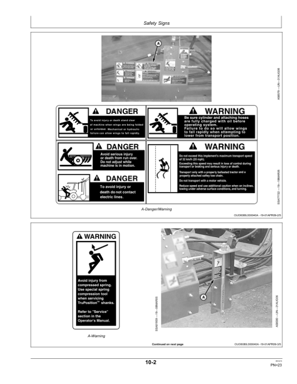 John Deere 1830 & 1835 Flex Air Hoe Drill North America (765101-) Operator’s Manual (OMA104300) Workshop Guide