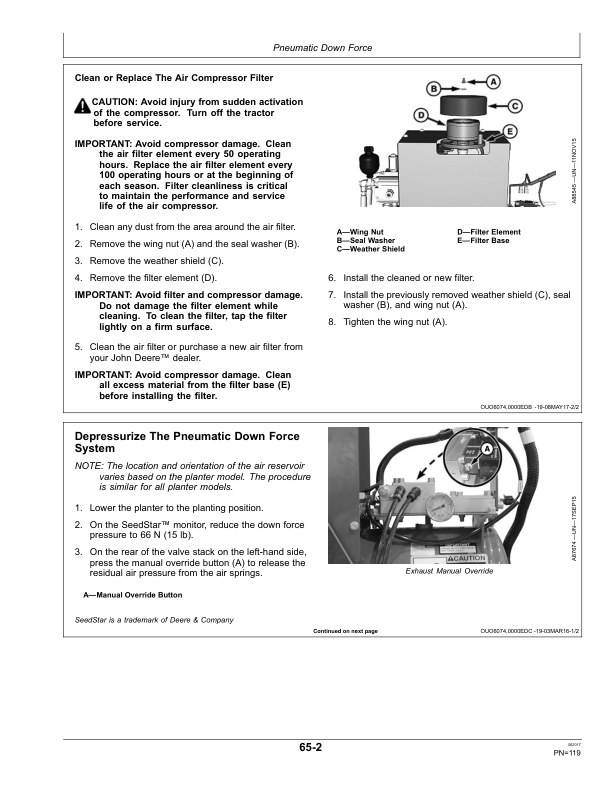 John Deere 1725NT ExactEmerge, MaxEmerge 5e Planters (770101-775100) (Australia) Operator’s Manual (OMA110445) Workshop Guide