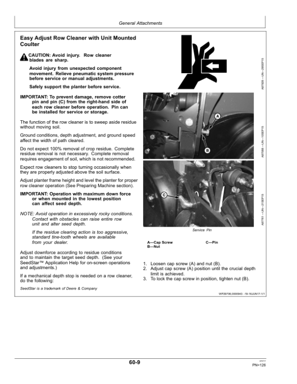 John Deere 1775NT MaxEmerge 5e (Non CCS) Planters (770101-775100) (North American) Operator’s Manual (OMA110691) Workshop Guide