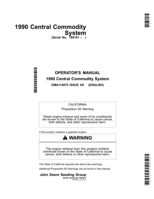 John Deere 1990 Central Commodity System Operator’s Manual (OMA114975) Workshop Guide