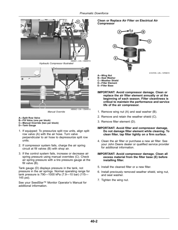 John Deere 1775NT MaxEmerge 5 CCS Planters (775101-790100) (North American) Operator’s Manual (OMA120547) Workshop Guide