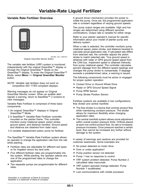 John Deere SeedStar 2, SeedStar XP Monitor for Planters (765101-) (North American) Operator’s Manual (OMA129951) Workshop Guide
