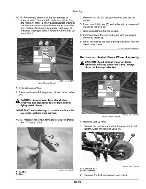 John Deere P540, P556 Air Hoe Drills (800101-) (Russian Export Edition) Operator’s Manual (OMA133038R) Workshop Guide