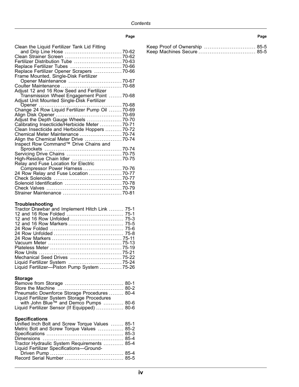 John Deere 1775NT Planter with MaxEmerge 5 (794101-) (North American) Operator’s Manual (OMA133307) Workshop Guide