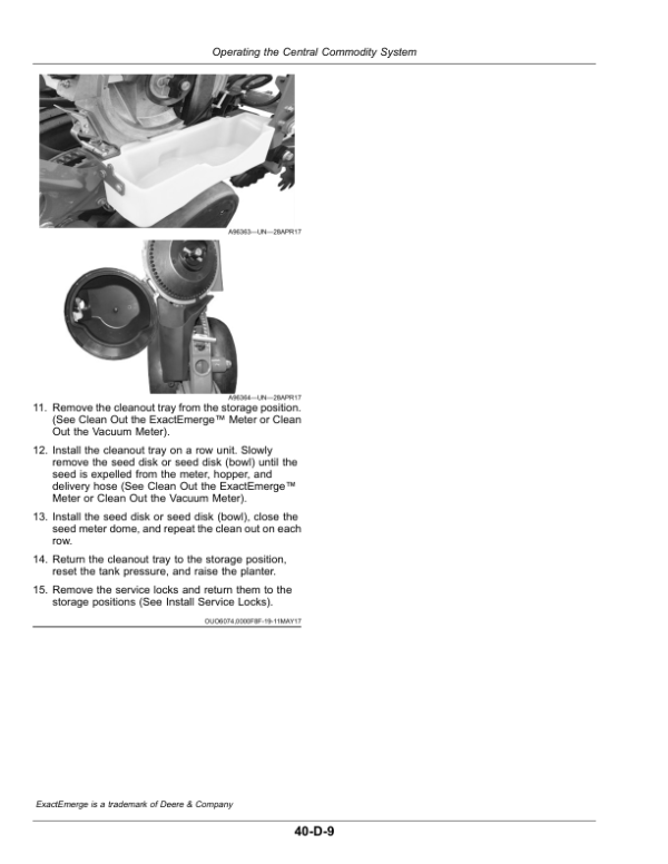 John Deere 1795 Planter with ExactEmerge or MaxEmerge 5e (800101-) (North American) Operator’s Manual (OMA133368) Workshop Guide