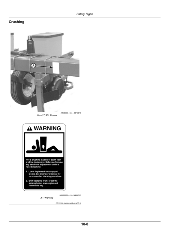 John Deere Deere/Orthman Planter with MaxEmerge 5 Seed Meter (805101-) (North American) Operator’s Manual (OMA137884) Workshop Guide