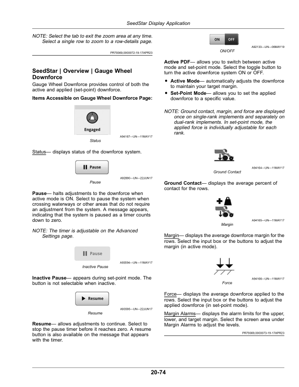 John Deere Planter SeedStar 5 Monitor (805101-) (Worldwide Edition) Operator’s Manual (OMA139785) Workshop Guide