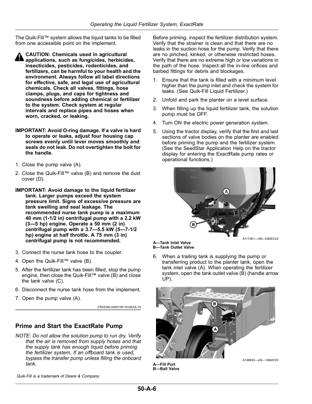 John Deere 1795 Planter with ExactEmerge or MaxEmerge 5e (810101-) (North American) Operator’s Manual (OMA142558) Workshop Guide