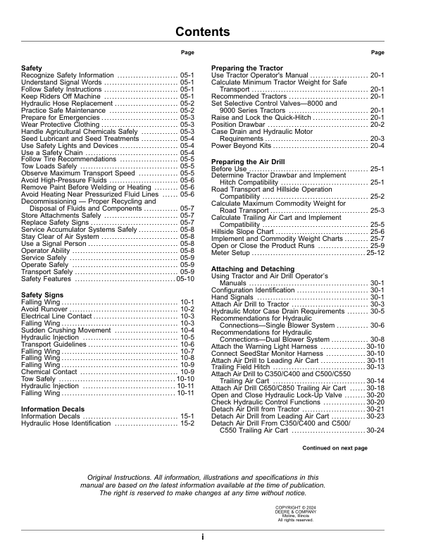 John Deere P540, P556Air Hoe Drills (Serial No. 810101-) (North American) Operator’s Manual (OMA142844) Workshop Guide