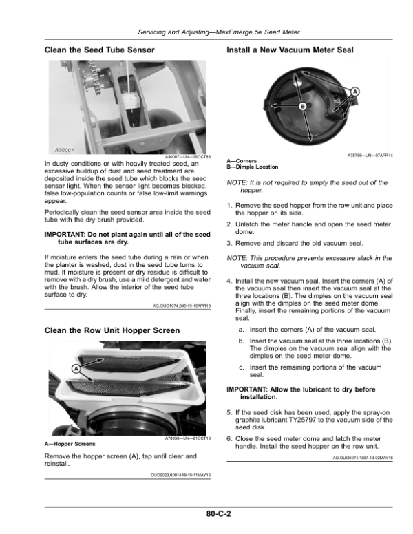 John Deere Deere/Orthman Planter with ExactEmerge, MaxEmerge 5e Seed Meter (810101-) (North American) Operator’s Manual (OMA142915) Workshop Guide